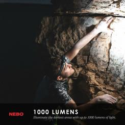 Čelovka NEBO Transcend s výkonem 1000 lumenů nabíjecí